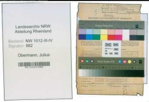 Entnazifizierung Julius Obermann , geb. 01.02.1907 (Kaufmann)