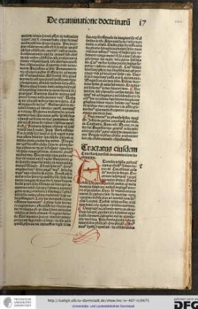 Tractatus eiusdem cancellarii Parisiensis de examinatione doctrinarum.