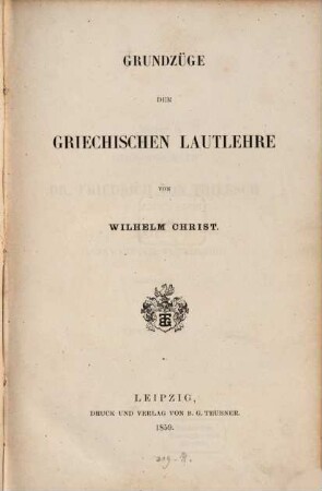 Grundzüge der griechischen Lautlehre