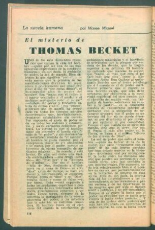 El misterio de Thomas Becket : La novela humana