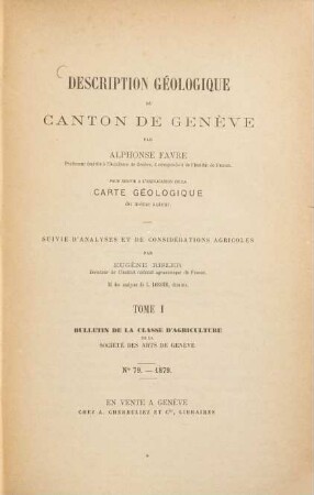Description géologique du canton de Genève. 1