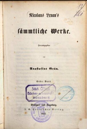 Nicolaus Lenau's sämmtliche Werke, 1