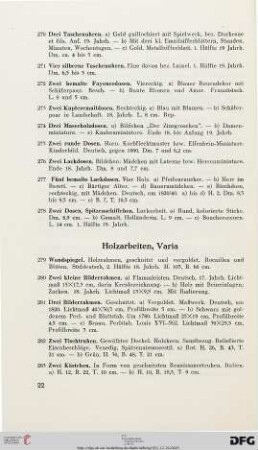 Holzarbeiten, Varia (Nr. 279-293)