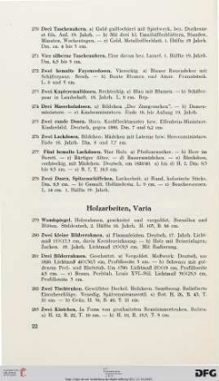 Holzarbeiten, Varia (Nr. 279-293)