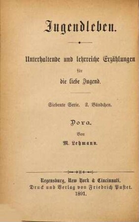 Dora : eine Dorfgeschichte vom Comersee ; für die reifere Jugend erzählt