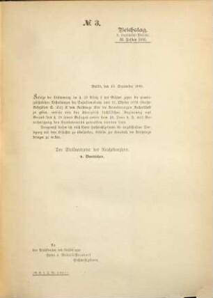 Verhandlungen des Reichstages. Drucksachen des Reichstages. 1886 = Legislatur-Periode 6, Session 3