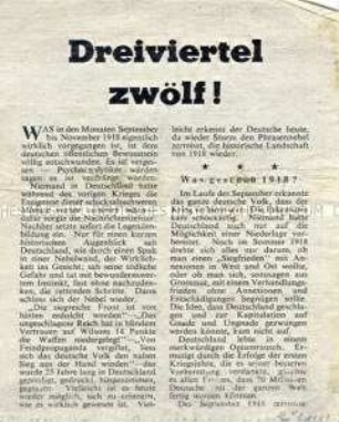 Abwurf-Flugblatt der Alliierten mit der Warnung vor der drohenden Zerstörung Deutschlands