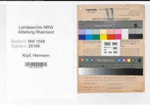 Entnazifizierung Hermann Kopf , geb. 31.03.1880 (Materialverwalter)