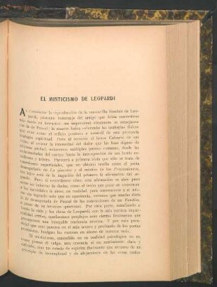 El misticismo de Leopardi