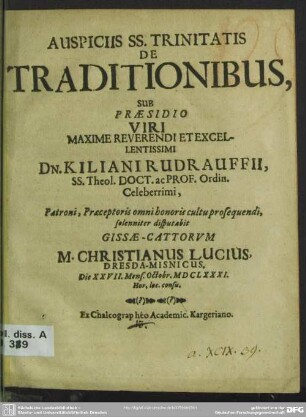 De traditionibus