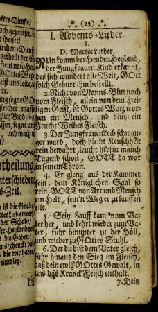 1. Advents-Lieder. 2. Weynacht-Lieder.