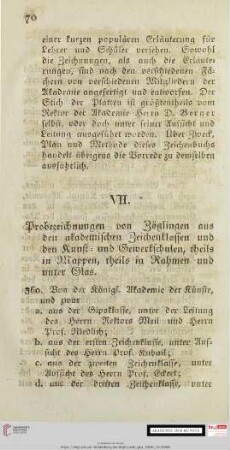 VII. Probezeichnungen von Zöglingen aus den akademischen Zeichenklassen und den Kunst- und Gewerkschulen