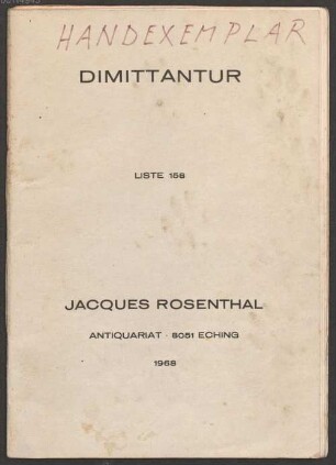 Dimittantur : ein Angebot alter Bücher aus verschiedenen Gebieten