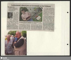 Einweihung des Gedenksteines für Kurt Schlosser in Anwesenheit der Ehrendirigenten des Chores Karl-Heinz Hanicke und Werner Matschke