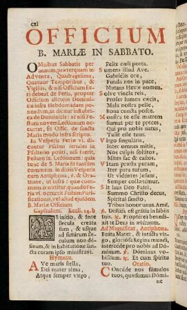 CXL-CLXIX, Officium B. Mariae in Sabbato