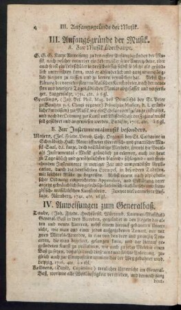 IV. Anweisungen zum Generalbaß