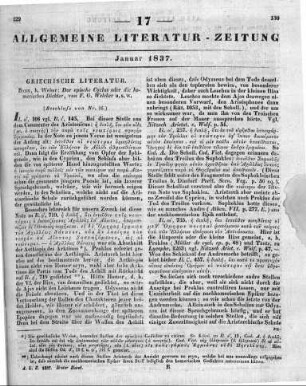Welcker, F. G.: Der epische Cyclus oder die homerischen Dichter. Bonn: Weber 1835 (Beschluss von Nr. 16)