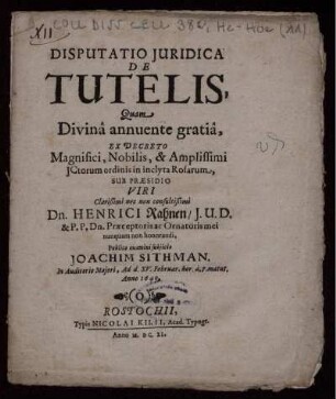 Disputatio Iuridica De Tutelis