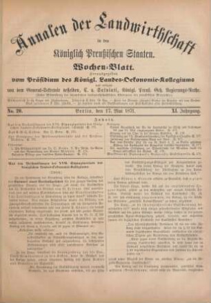 No. 20. Berlin, den 17. Mai 1871. XI. Jahrgang.