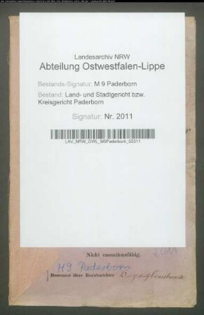 Erblasser: Lütkemeyer, Anna Maria Dorothea, geb. Eikerling; Ehepartner: Lütkemeyer, Anton: