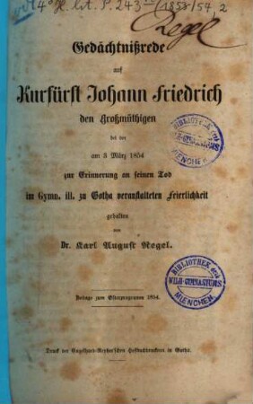 Programm des Gymnasii illustris zu Gotha : als Einladung zur Theilnahme an den ... zu veranstaltenden Prüfungen sämmtlicher Gymnasialclassen, 1853/54,2