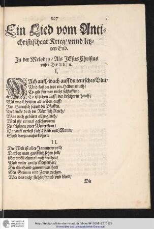 Ein Lied vom Antichristischem krieg/unnd letzten End.