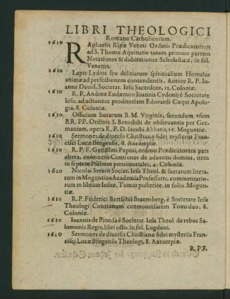 Libri Theologici Romano Catholicorum.