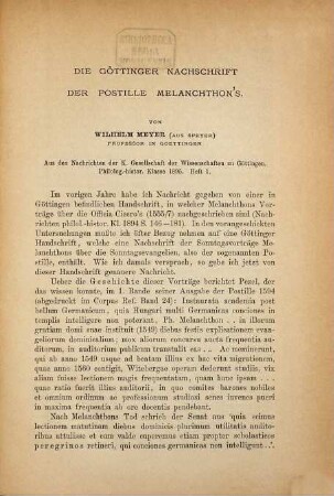 Die Göttinger Nachschrift der Postille Melanchthons : Aus den Nachrichten der K. Gesellschaft der Wissenschaften zu Göttingen. Philol. Histor. Klasse 1895. Heft 1