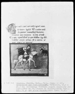 Apokalypse und Evangelistar — Apokalypse des Johannes — Der erste apokalyptische Reiter, Folio 14recto