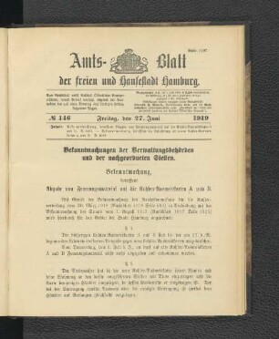 No.146, Freitag, den 27. Juni 1919