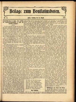 Zweite Ausgabe vom Sonntag, den 23. August 1908.