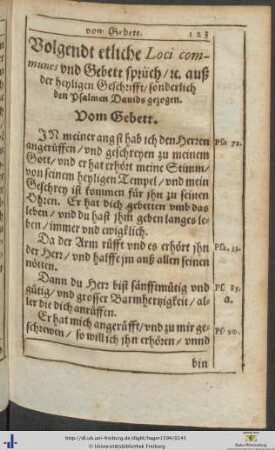 Etliche Loci communes und Gebett sprüch etc.