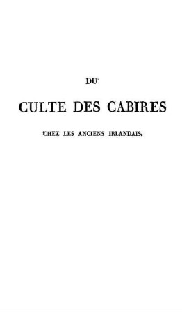 Du culte des Cabires chez les anciens Irlandais