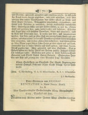 Derer Gevetteren von Reichau Refutation in Manus Domini Directi. Lit. B.