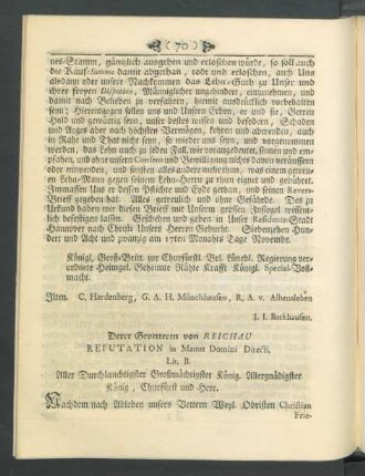 Derer Gevetteren von Reichau Refutation in Manus Domini Directi. Lit. B.