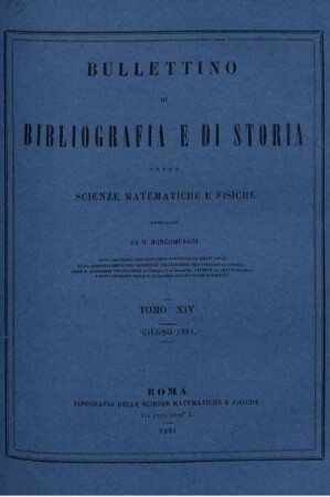 Tomo XIV. Giugno 1881.