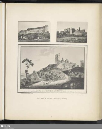Bild 1: Wettin im Jahre 1889. Bild 2 und 3: Petersberg