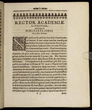 Rector Academiæ Lipsiensis ad exsequias Schörckelianas cives suos invitat.