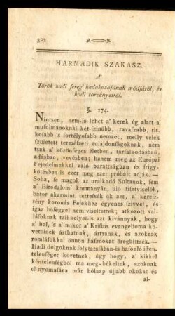 Harmadik Szakasz. A' Török hadi sereg' hadakozasának módjáról, és hadi törvényeiröl.