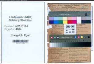 Entnazifizierung Egon Kraegeloh , geb. 10.02.1900 (Betriebsaaistent)
