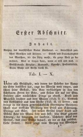 Unterhaltungen über den Menschen, Erster Theil. [Vom Menschen überhaupt]