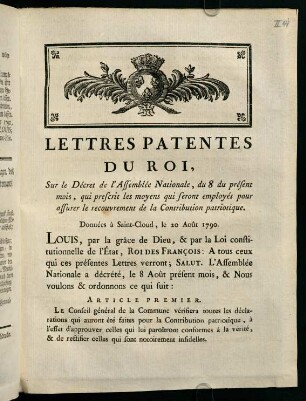 Lettres Patentes Du Roi...