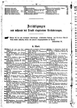 Berichtigungen und während des Drucks eingetretene Veränderungen