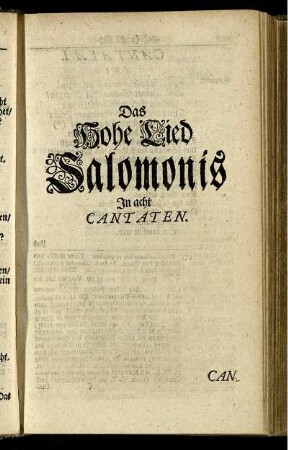 Das Hohe Lied Salomonis : In acht Cantaten