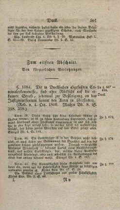 Zum eilften Abschnitt. Von körperlichen Verletzungen
