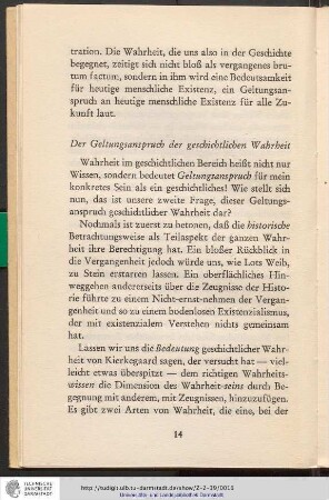 Der Geltungsanspruch der geschichtlichen Wahrheit