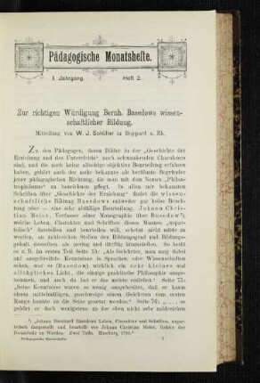 Zur richtigen Würdigung Bernh. Basedows wissenschaftlicher Bildung : Mitteilung