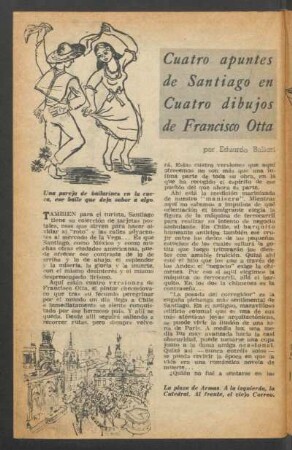 Cuatro apuntes de Santiago en cuatro dibujos de Francisco Otta