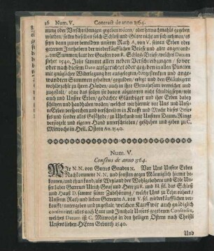 Num. V. Consens de anno 1564.