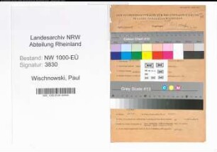 Entnazifizierung Paul Wischnowski, geb. 23.09.1897 (Lehrer)